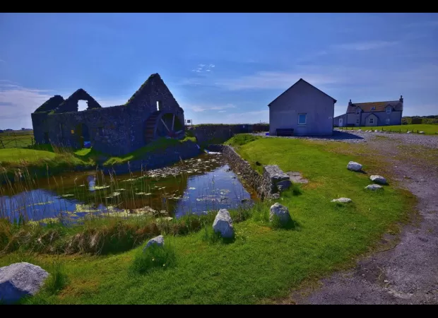 18th-century water wheel hostel in Tiree on market for £550k.