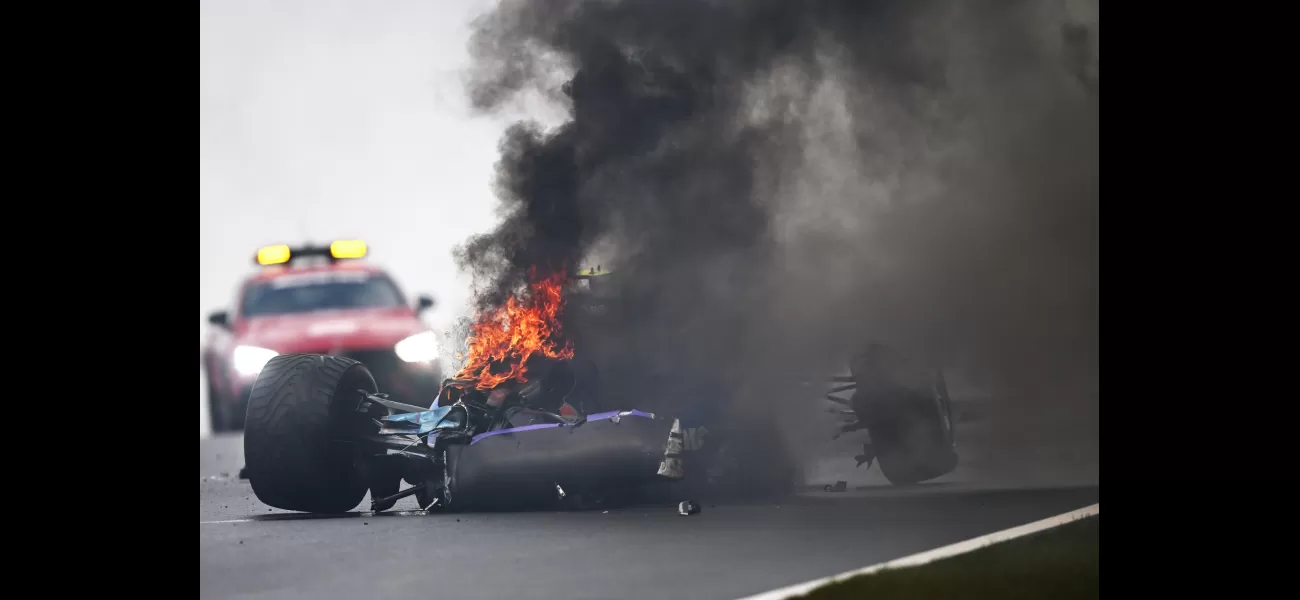 A race car caught fire and crashed during the Dutch Grand Prix.