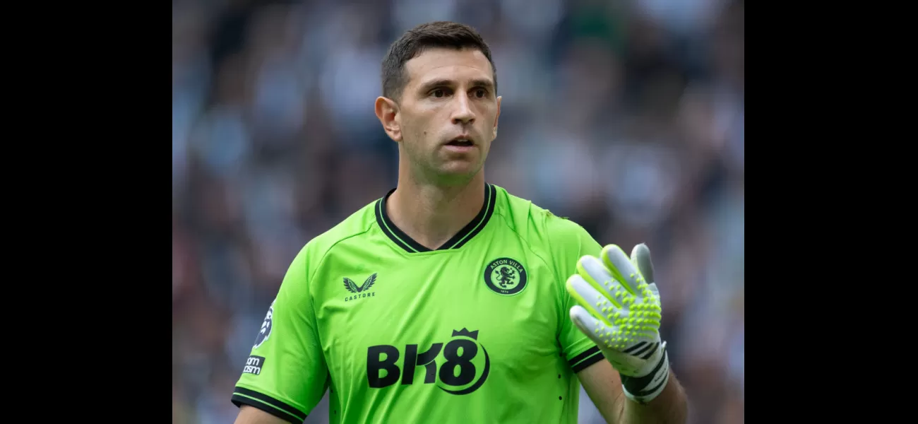 Aston Villa's goalkeeper, Emiliano Martinez, encourages an Arsenal player to move on and suggests a specific team to join.