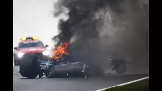 A race car caught fire and crashed during the Dutch Grand Prix.