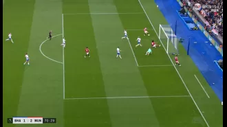 Football fans mock Manchester United for controversial offside call.