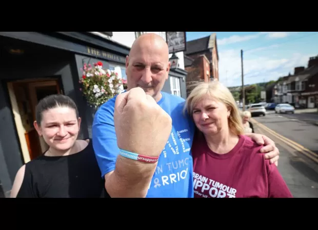 A truck driver with a stiff neck was diagnosed with an egg-sized brain tumor.