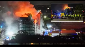 Massive blaze erupts in residential building in eastern part of British capital.