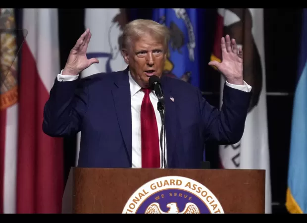 Trump cautions about potential global conflict as he tries to halt Kamala Harris's rise in popularity.