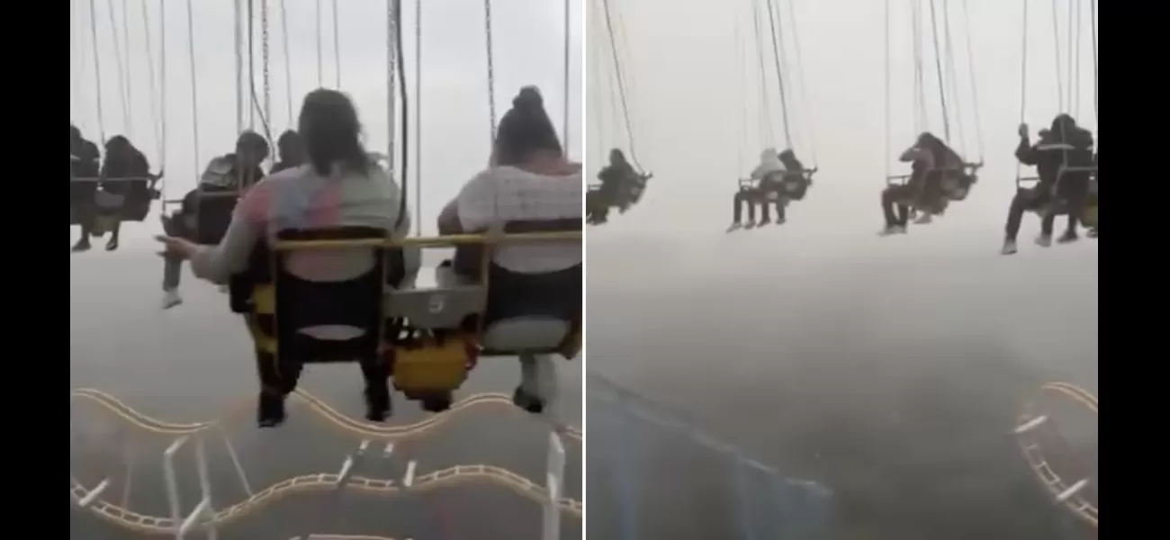 Storm causes ride to stop, trapping people 200ft in air.