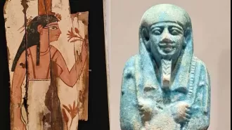 Egypt finds ancient artifacts, including a preserved head.