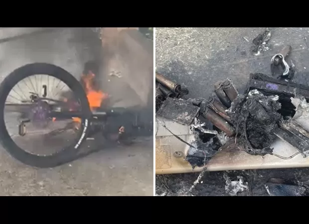 A young Sydney resident's electric bike caught fire while he was on his way to school.