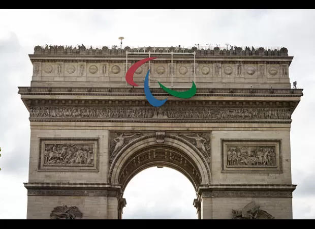 The Paralympics use the Agitos logo instead of the Olympic rings.