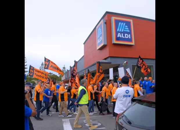 TWU workers staging protest at Aldi headquarters