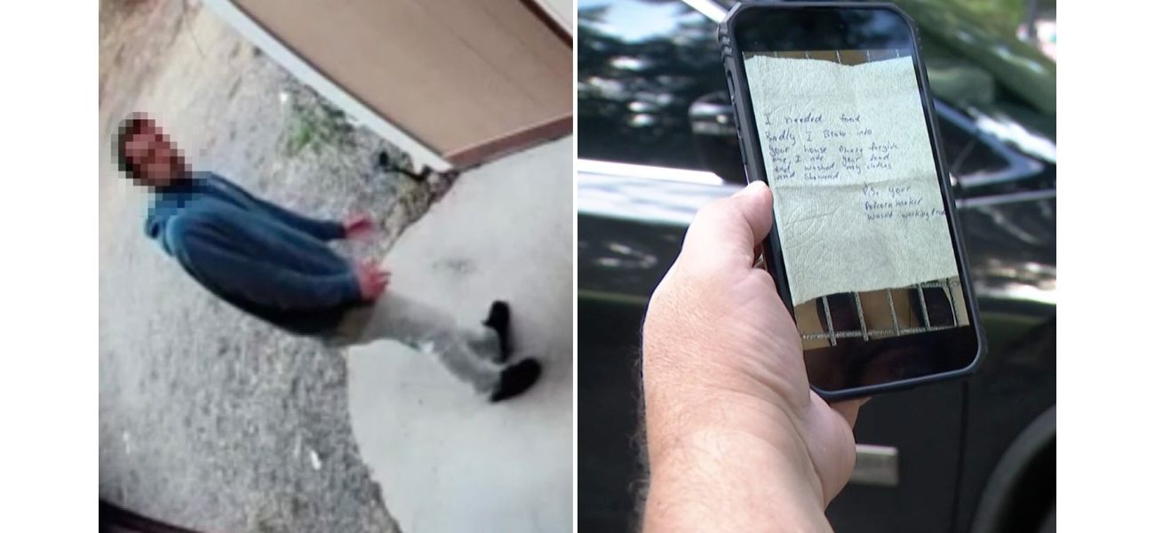 A thief who ate spaghetti and terrorized a neighborhood left a strange note after breaking into a home.