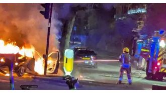 5-year-old girl tragically killed in car crash, car caught fire.
