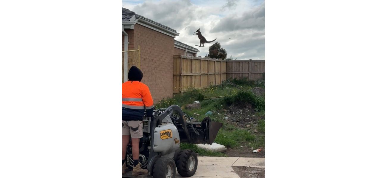 Landscaper documents amazing kangaroo encounter at a home in Victoria.
