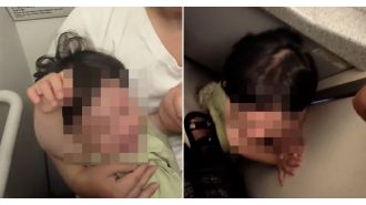 Parents confine noisy kid in plane bathroom to 'teach her a lesson'