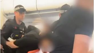 A Jet2 passenger caused a disturbance and was forcibly removed from the plane at the airport.