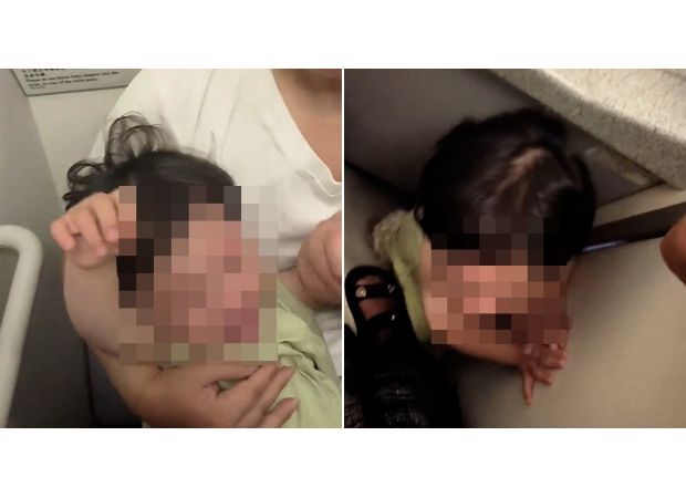 Parents confine noisy kid in plane bathroom to 'teach her a lesson'
