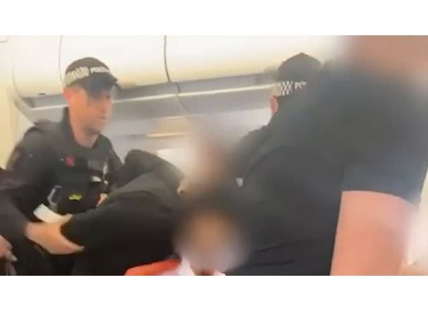 A Jet2 passenger caused a disturbance and was forcibly removed from the plane at the airport.