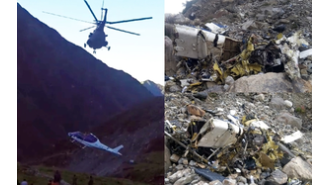 Helicopter crashes in Rudraprayag, India after being airlifted by M-17, video released.