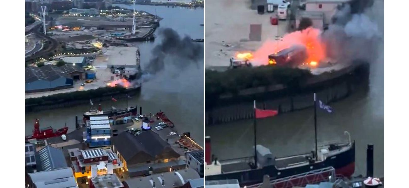 A massive fire occurs near the O2 due to explosions during filming.