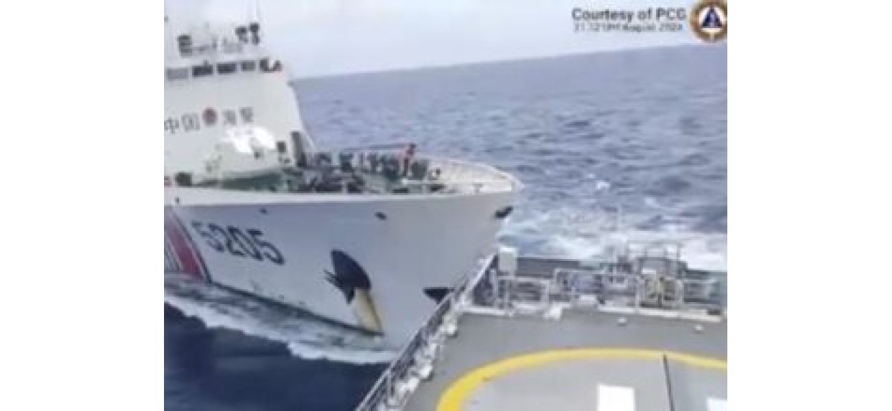Chinese and Philippine ships crash at disputed island.