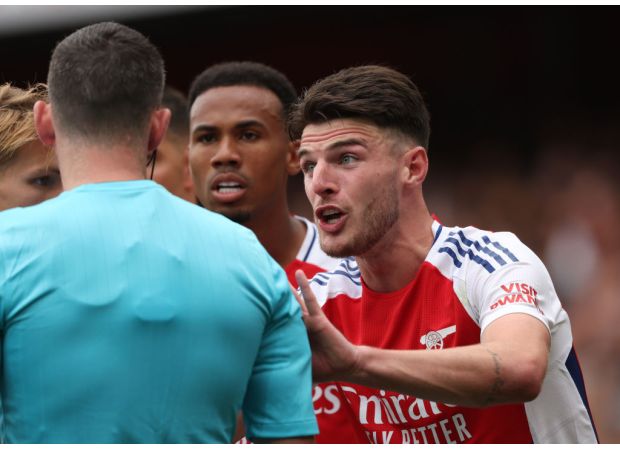 Soccer player Declan Rice speaks out about his controversial red card during a game against Brighton.