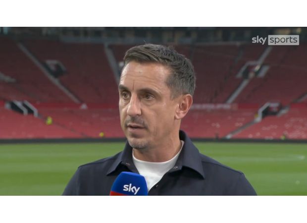 Gary Neville expresses disappointment in a Manchester United player's performance against Liverpool.