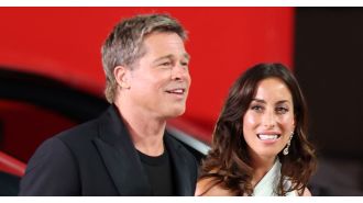 Brad Pitt and Ines de Ramon make their first red carpet appearance as a couple.