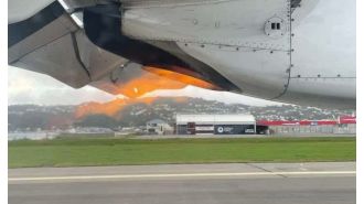 Plane fire moments before landing