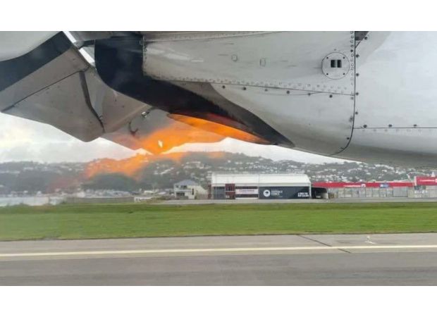 Plane fire moments before landing