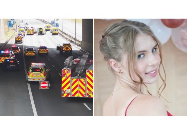 A 16-year-old girl died in a three-car collision on the motorway.