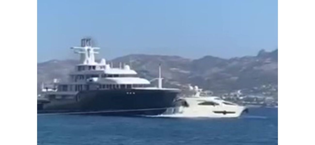 A luxury yacht worth £95m collides with a smaller boat, causing passengers to cry out in alarm.