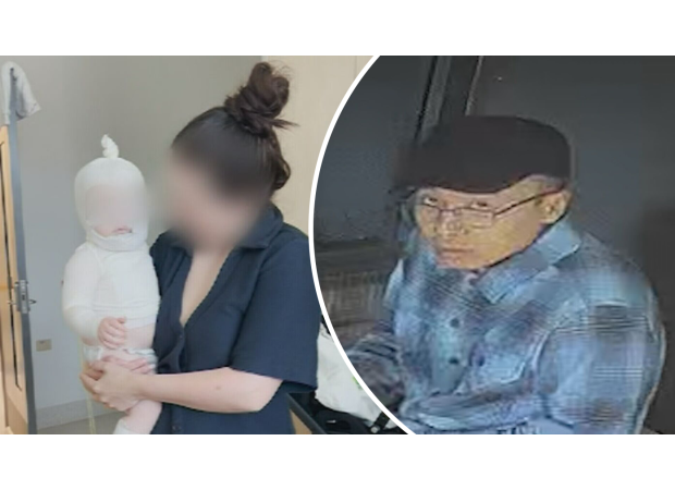 Suspect accused of burning infant in park in Brisbane still at large after one week.