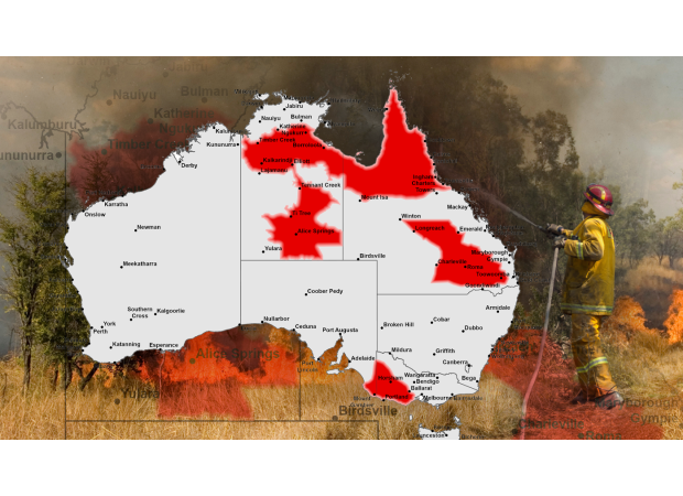 Australian regions most threatened by wildfires this season.