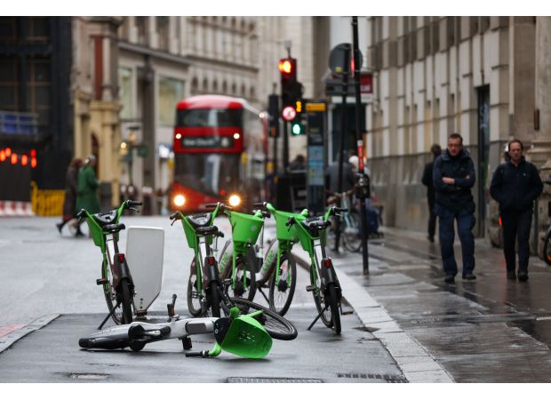 London officials may prohibit Lime bikes due to complaints that the bikes are obstructing sidewalks.