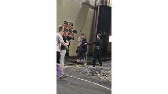 A celebrity got into a fight with customers outside a pub in the UK.