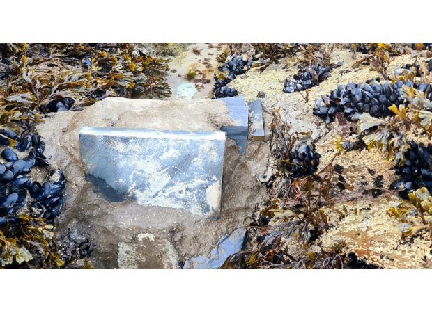 People are upset about the sudden appearance of a concrete dam on a faraway beach.