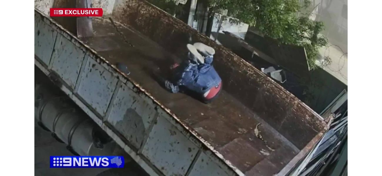 Security footage captures suspected trespasser falling off roof in front of unaware cops.