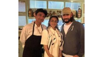 Celeb couple Namrata and Mahesh Babu dine at Vikas Khanna's NYC restaurant.
