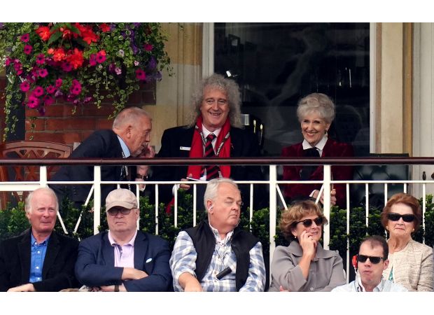 Queen guitarist Brian May seen at cricket game after admitting to frightening stroke.