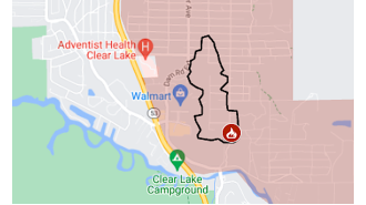 Clearlake residents forced to leave their homes due to fire, according to Boyles Fire map.