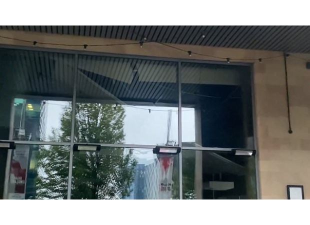 Pizza Express diners have close call when ceiling caves in during meal time.