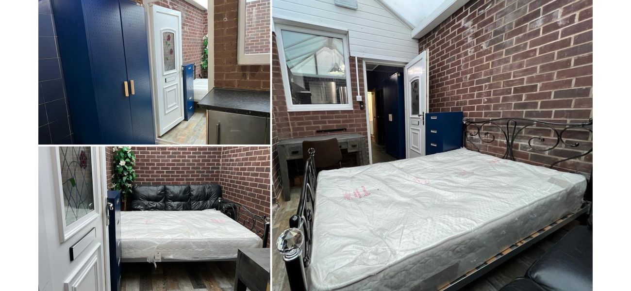Conservatory bed advertised as 'studio flat' for £1,200/month.