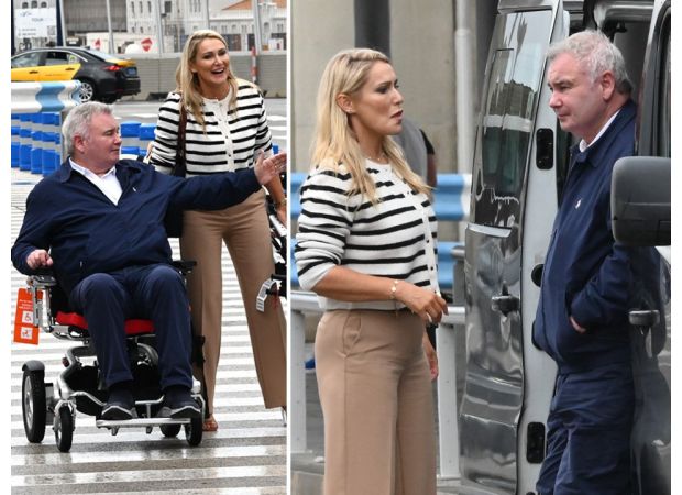 TV host Eamonn Holmes, 64, spotted with new partner, 42, while on vacation, using a wheelchair.