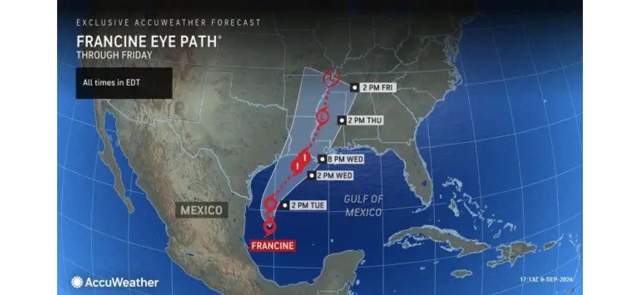 Map reveals Tropical Storm Francine on path to hit US as a hurricane.