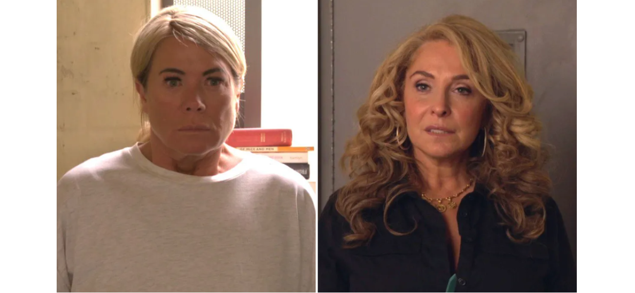 Chrissie Watts, a murderer, attacks Sharon with a knife in EastEnders.