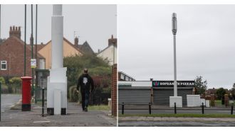 Villagers are angry about a 40ft 5G tower being put on the sidewalk.
