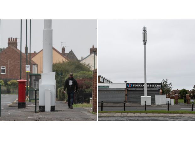 Villagers are angry about a 40ft 5G tower being put on the sidewalk.
