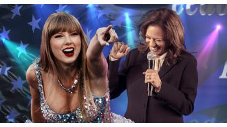 Taylor Swift supports Kamala Harris and jokingly refers to herself as a single woman with no children and multiple cats.