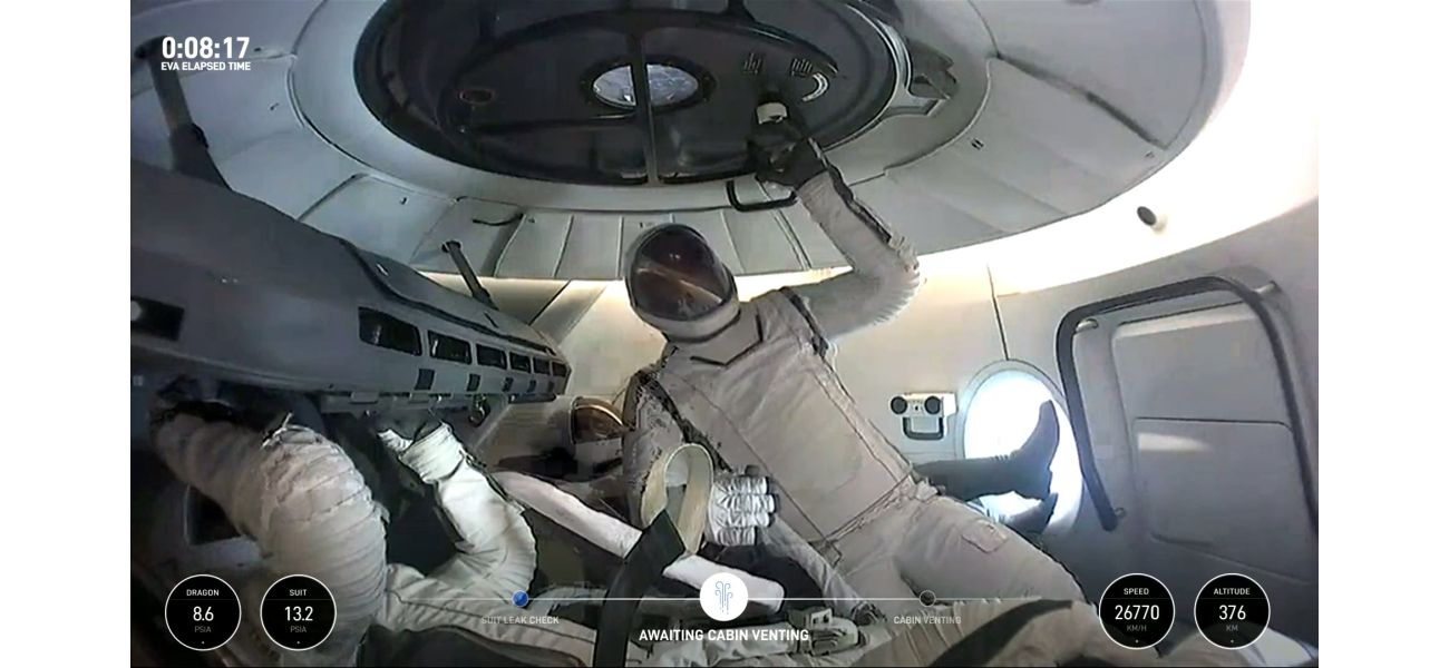 See live footage of billionaire's first private spacewalk ever.