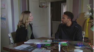 Billy on Emmerdale gets a new job and lies to Dawn about it.