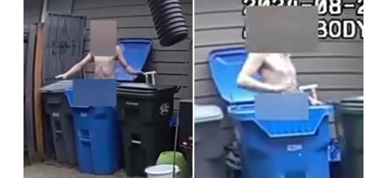 A strange incident where a naked man was caught in a trash can and identified as a car thief.